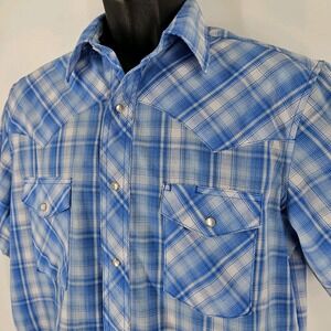 Wrangler Western Men's Medium Plaid Cowboy Pearl Snap RN 130273